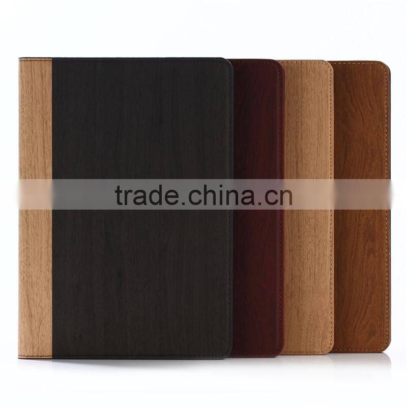 Nature wood grain PU card bumper/pocket cell phone case for Ipad