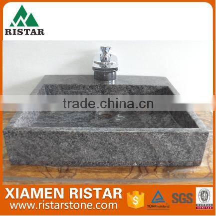 Cheap dark gray marble stone bathroom basins and stone sinks RST-SB001