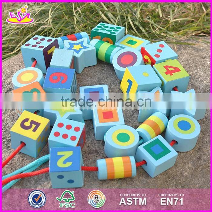 2017 New design toddlers educational wooden lacing toys W11E065