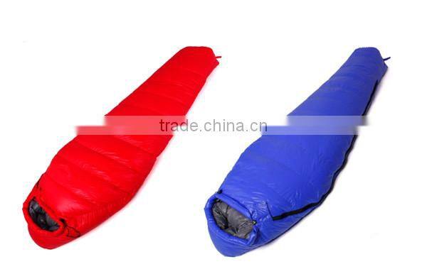 High quality goose down with cold protection collar adjustable wateproof outdoor camping sleeping bag