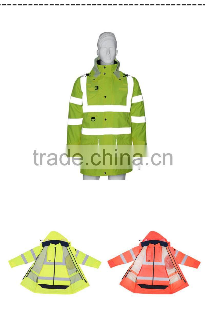 Polyester Fabric With PVC Coating High Visibility Reflective Rain Coat