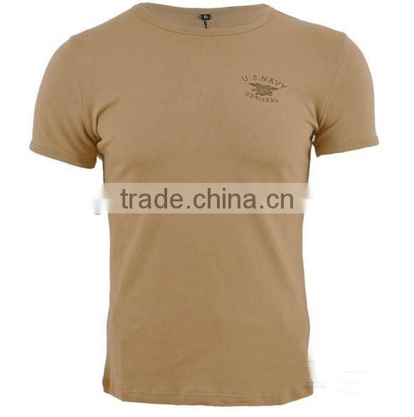 95%cotton, 5%lycra men's short sleeve plain combat shirt