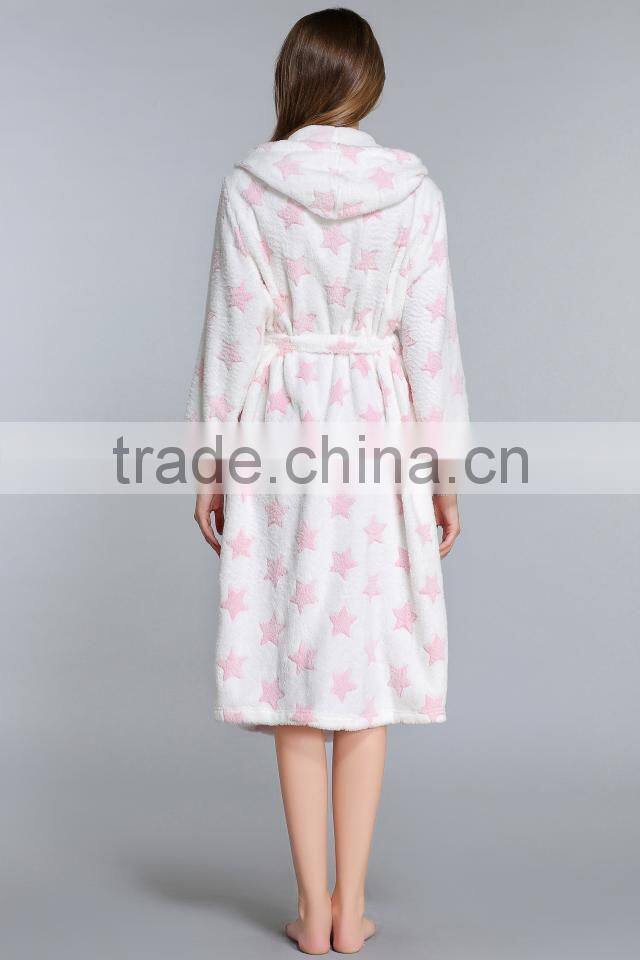 Ladies burnout Printed Coral Fleece Bath Robe,Bathrobe/bath gown/robe/sleepwear/nightwear