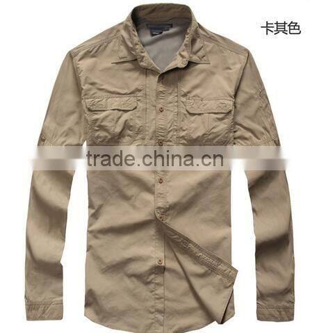 Coolmax Mens long sleeve quick dry outdoor fishing shirts UV-protection shirts