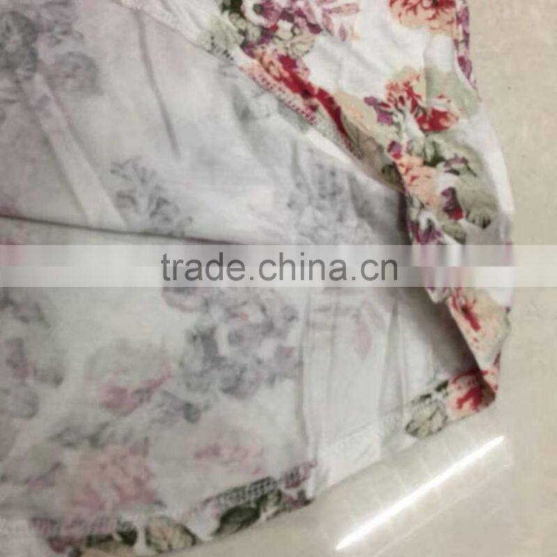 Cheap boat neck mid-sleeve flower print women tops factory closeouts