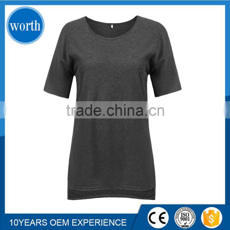 Split hem t-shirt women custom made high quality tees