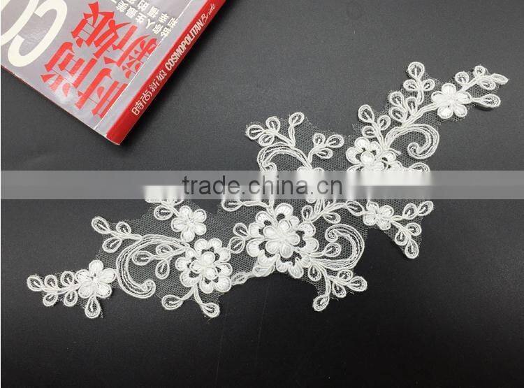 Wholesale exquisite bridal lace applique Embroidery Lace White Applique
