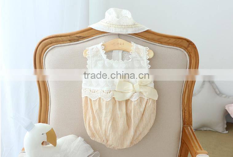 2017 New Design Summer Lace Baby Girls Bubble Romper With Bow