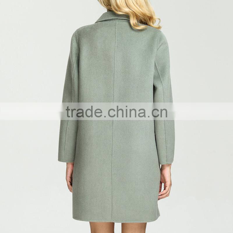 Autumn Winter New Women Wool Coat Straight Square Collar Ladies Long Coats