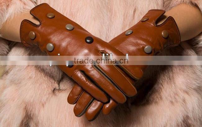 button design lady lovely leather gloves