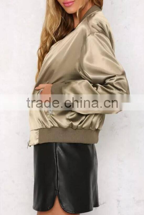 Runwaylover EY1019C Europe Style 2016 Women Pure Color Bomber Jackets