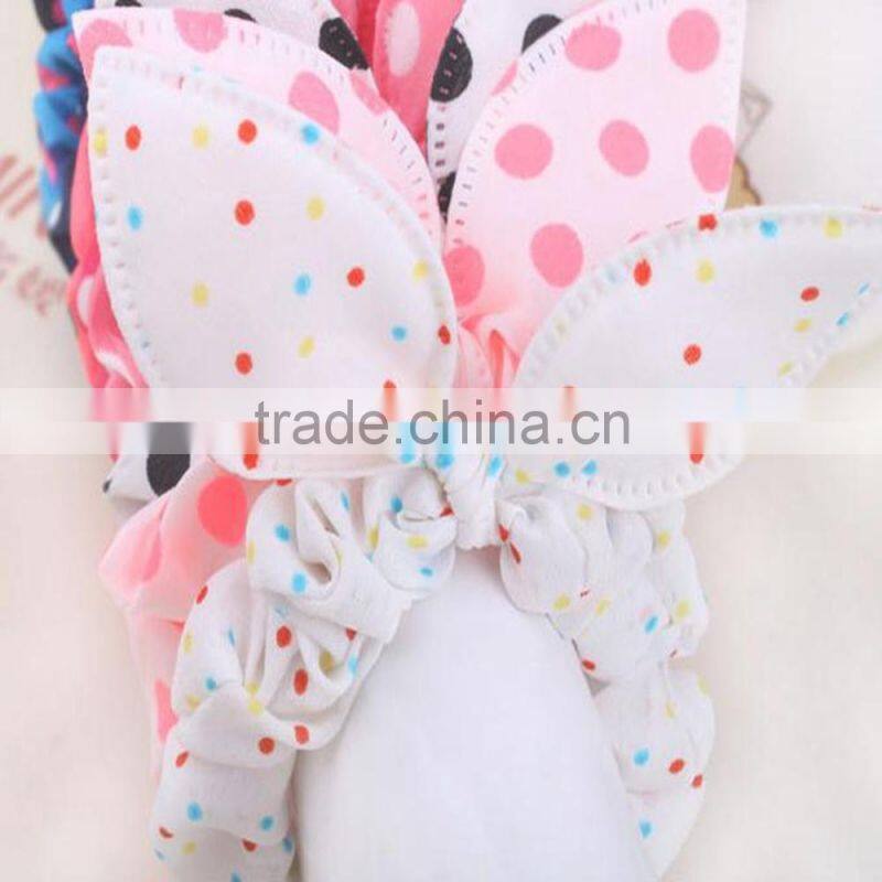 Fashion Rabit Ears Elastic HairBands Dot Print Chiffon Hair Ring