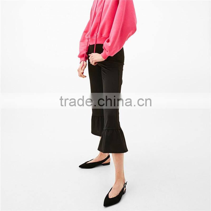 Online cheap classical cropped office frilled red pants for women