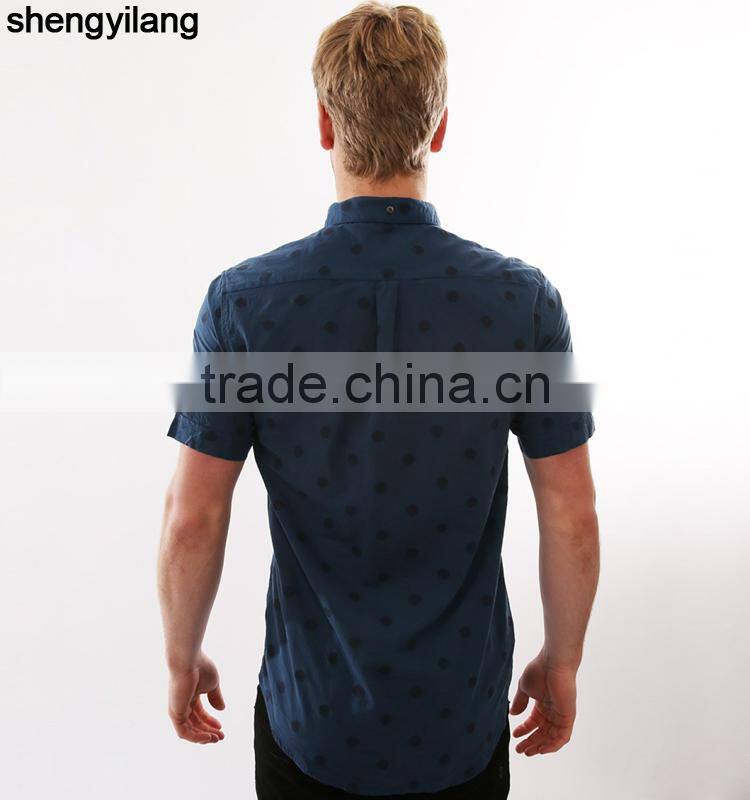 Custom men short sleeve polka dot print shirts