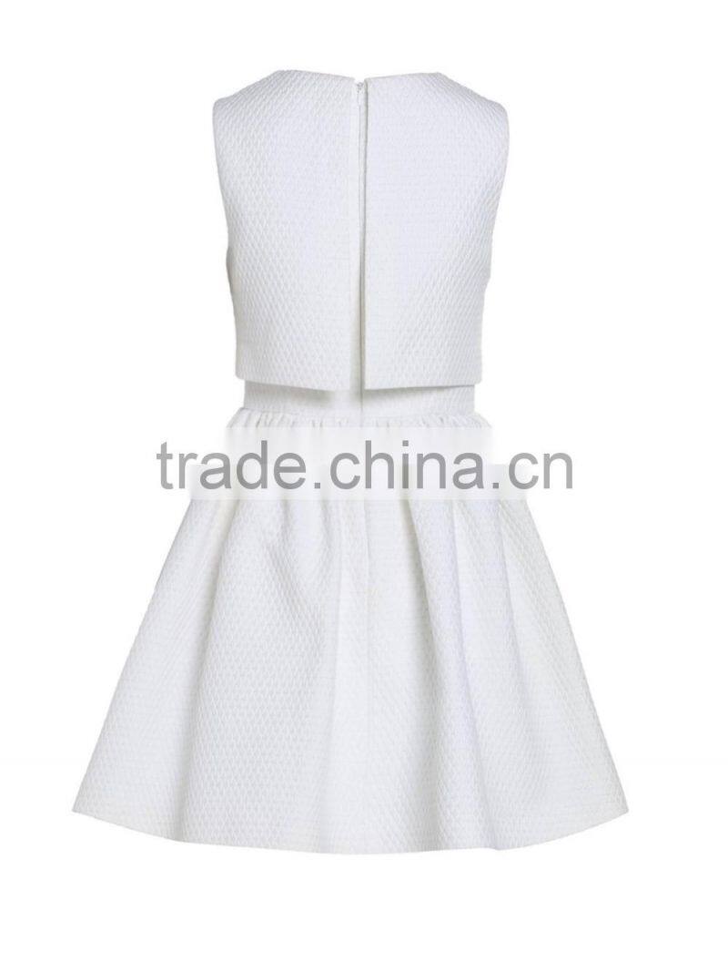 Womens plaid jacquard high waist back zipper sleeveless false two-piece dress