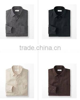 latest fashion formal left chest pocket men hemp linen shirt