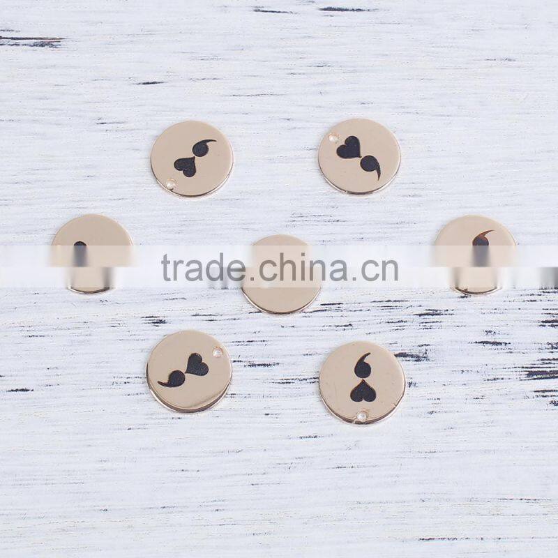 Wholesale Round Gold Plated Semicolon Stainless Steel Charms