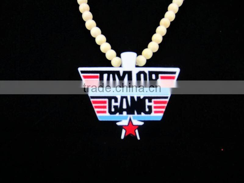 Hip pop Men's Custom Wood Necklace Acrylic Necklace