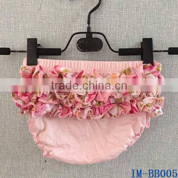 Boutique Wholesale Kids Clothes Adorable Knit Cotton Newborn Baby Girls Swing Top Bloomer Two Pieces Sets with Ruffles IM-SS010