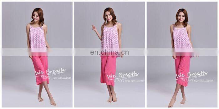 Apparel& Fashion Underwear& Nightwear Sleepwear& Pajamas Summer Bamboo Fiber Pajama Capri Set Women