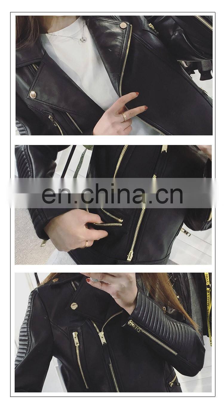 Hot Sale Slim Real Leather Coat Womens Leather Motorcycle Jacket