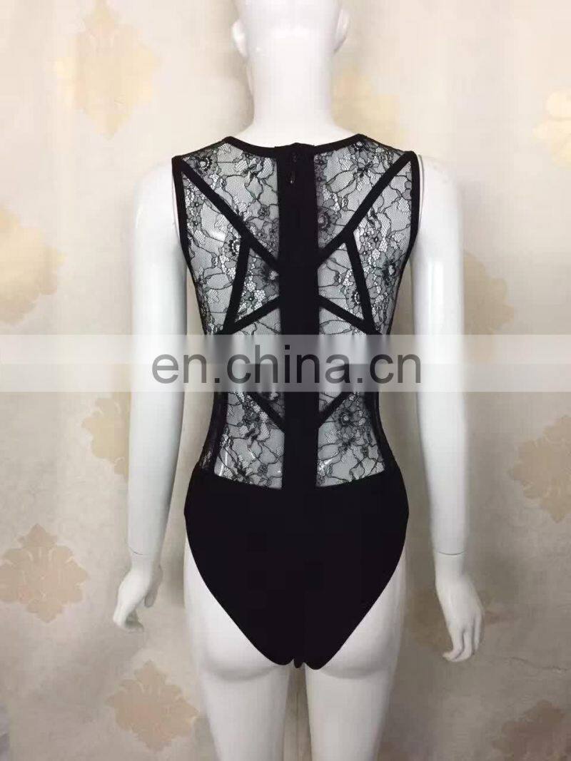 Sexy Black Bikinis Woman Swimwear 2017, One Piece Lace Swimsuit
