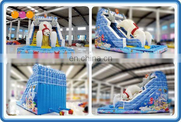 AOQI competitive price Arctic Ocean inflatable Polar Bear Pattern water slide for kids and adults