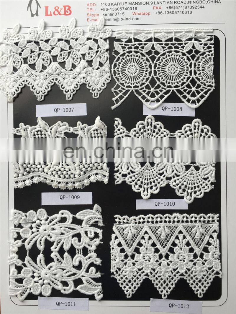 2017 embroidery white milk silk yards chemical lace trims border