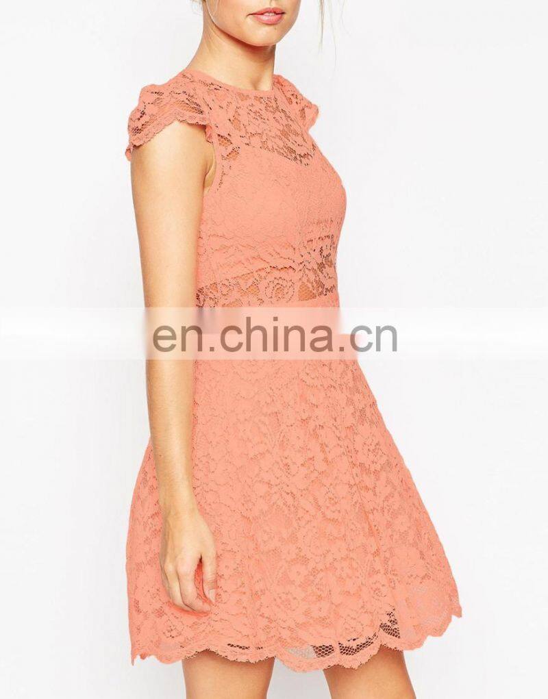 Guangzhou Clothing Wholesale Women Mini Lace Cap Sleeve Fashion Dresses
