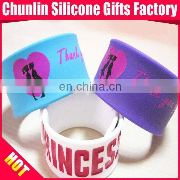 Printing Silicone Slap Bracelet as Wedding GIfts for Lover