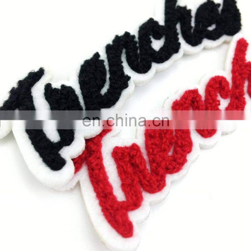 LOW MOQ towel patches for jacket Custom iron on embroidery towel patch