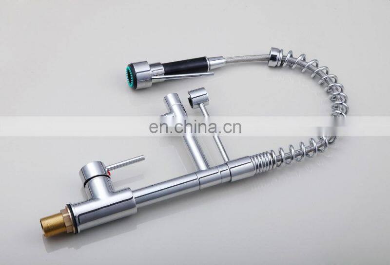 Mixed Brass LED Light Pulling Out Faucet Water Tap For Kitchen