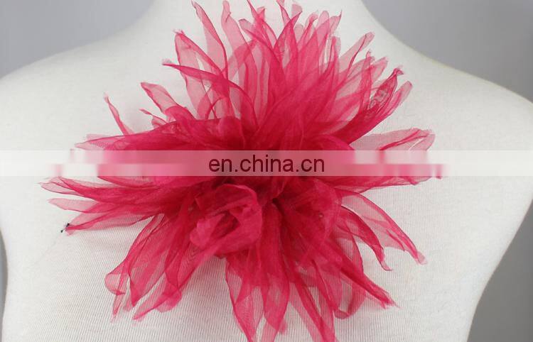 Fancy flower artificial organza brooch flowers handmade brooch