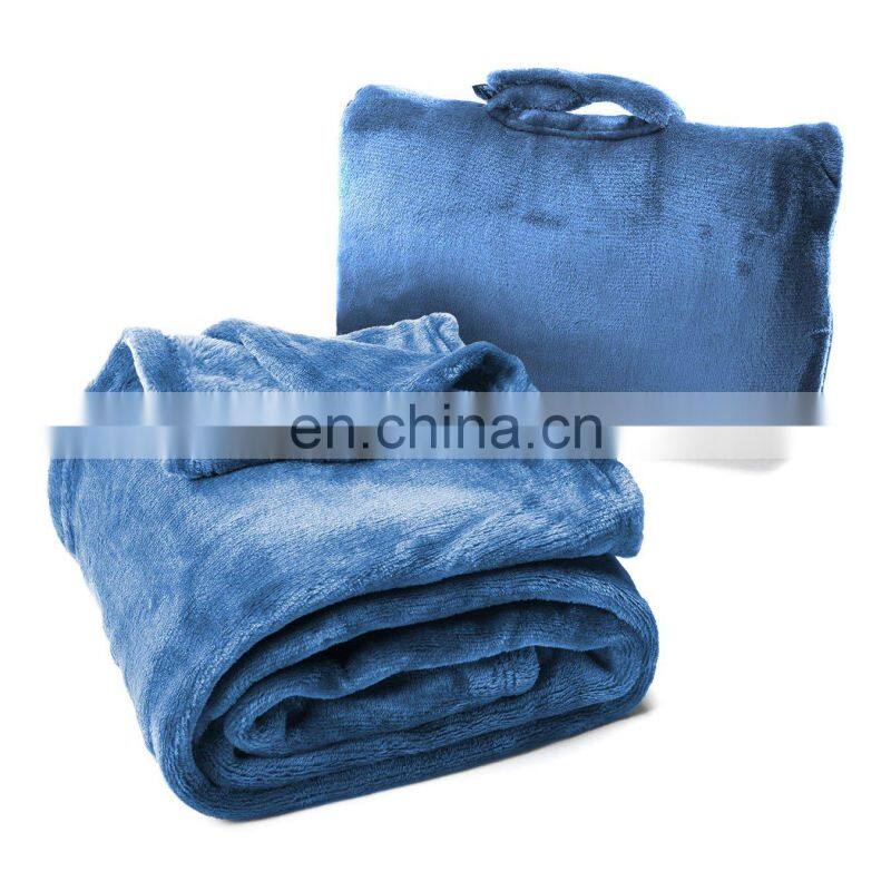 custom logo  2 in1  travel blanket   air neck support pillow mink blanket throw lightweight travel  zipper  blanket