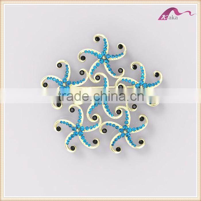 Fashion Beautiful Bulk Crystal Decorative Star Fish Brooch For Gifts