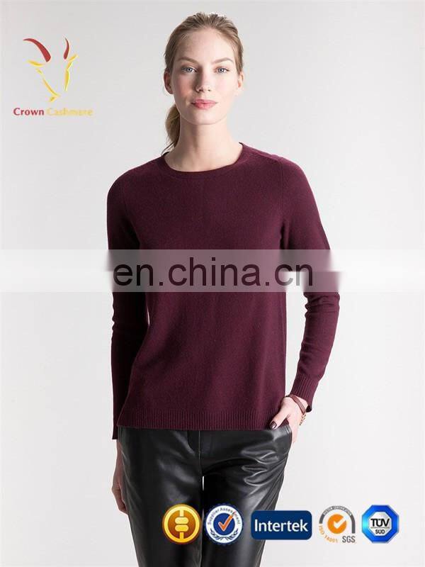 Ladies fashion cashmere knit sweater button back design sweater