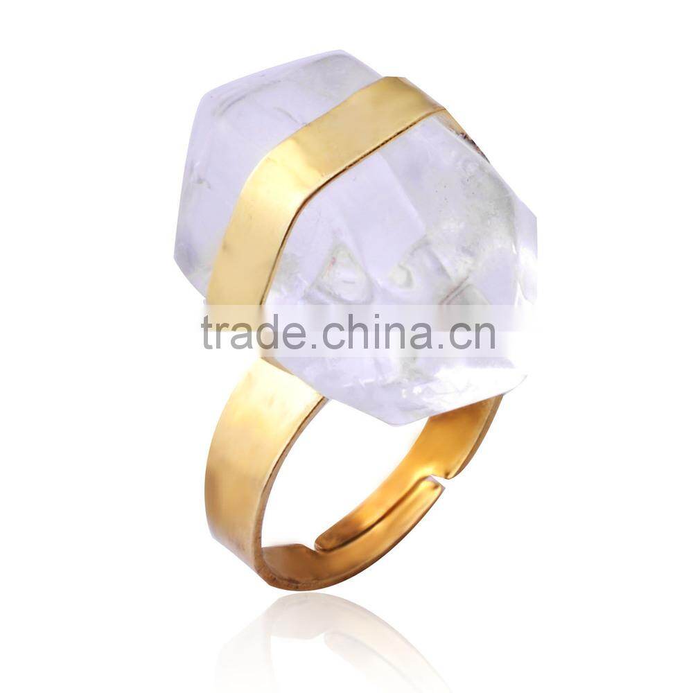 Natural Real Rough Drusy Black Agate Crystal Amethyst Rings Gemstone Ring with adjustable metal women finger jewelry