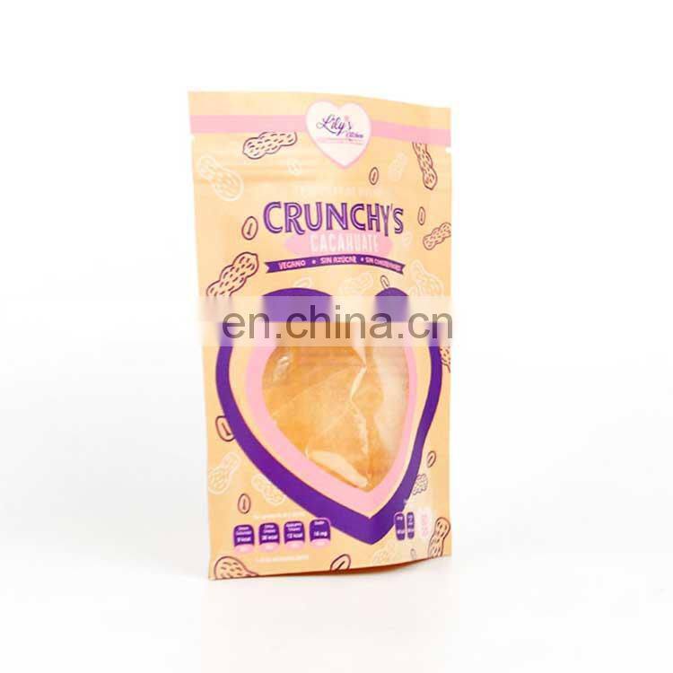 wholesale biodegradable kraft paper doypack nuts packing bag