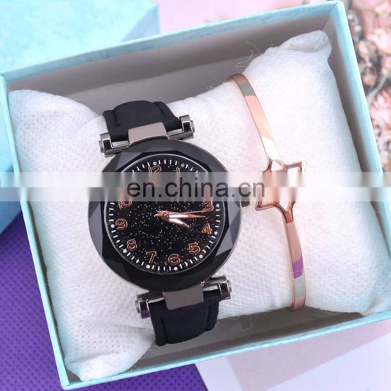 Casual Women Watches Starry Sky Quartz Wristwatch Female Clock Leather Fashion Ladies Wrist gold watch for women