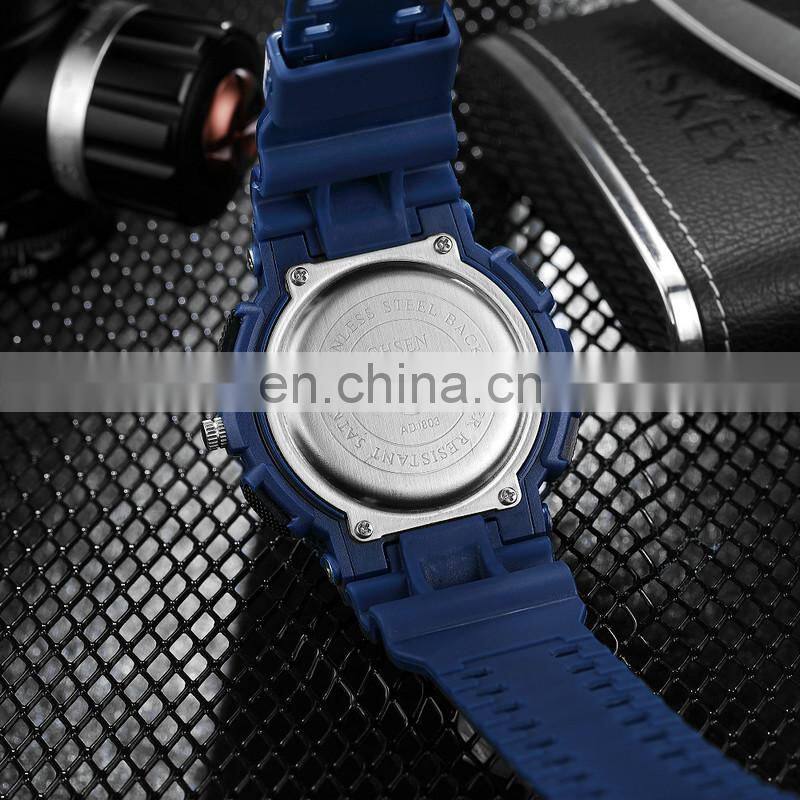OHSEN AD1803 Men Digital+Quartz Watches 30M Water Resistant LED Digital Plastic Wristwatch