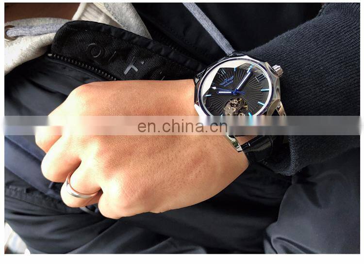 WINNER 199 Men Automatic Mechanical Movement Luminous Display Watch Low Price Fashion China Leather Band Watch
