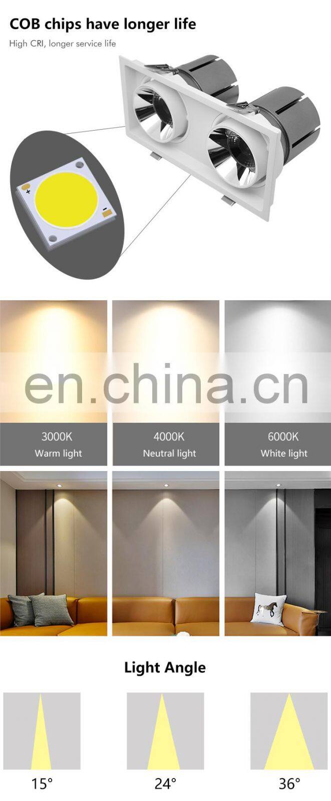 New Design Small High Brightness Small Down Lamp Indoor Residential 2*12W LED Linear Grille Light