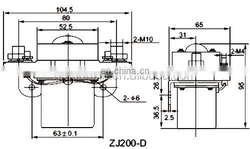 200A SPST DC Contactor Model ZJ200D 12V - 24V - 36V - 48V - 72V
