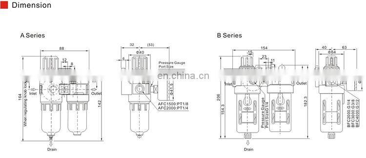 bfc frl combination air treatment unit auto drain airtac filter regulator