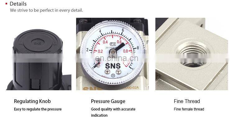 SNS pneumatic AW Series air source treatment unit air filter pressure regulator with gauge