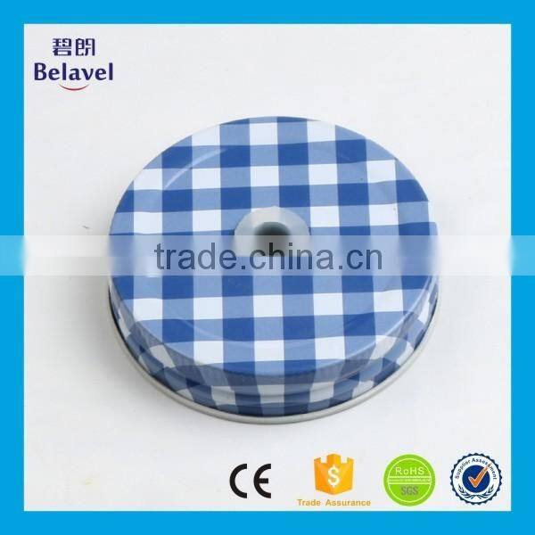 Bulk sale grid shape custom screw metal lid for mason jar with hole