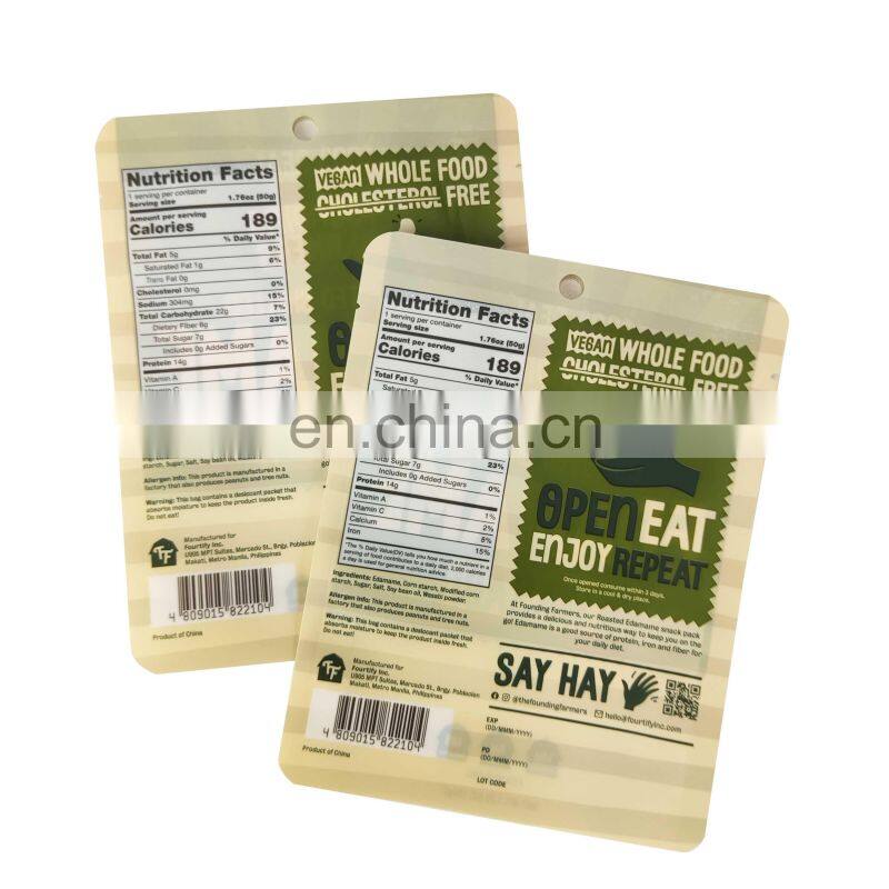 Mylar food packaging bags matt suface organic food three sides seal bag with window