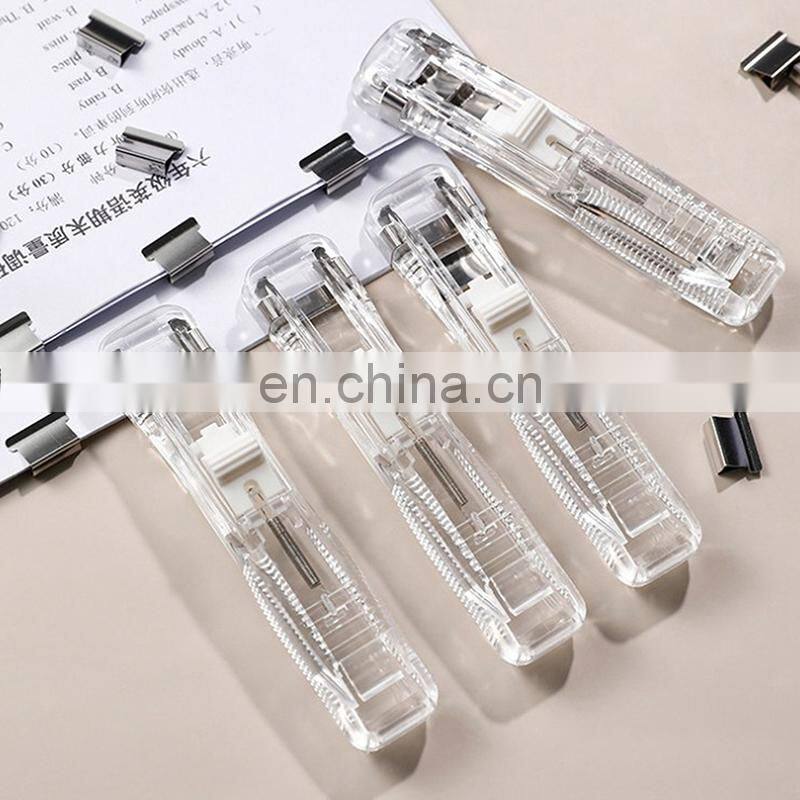 Traceless Reusable Hand Clamp Push Clip Stapler Paper Book File Office School Student Binder Binding Tools Supplies accessories
