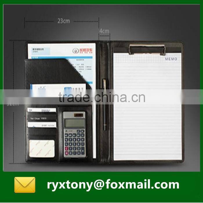 A4 leather material file folder with calculator