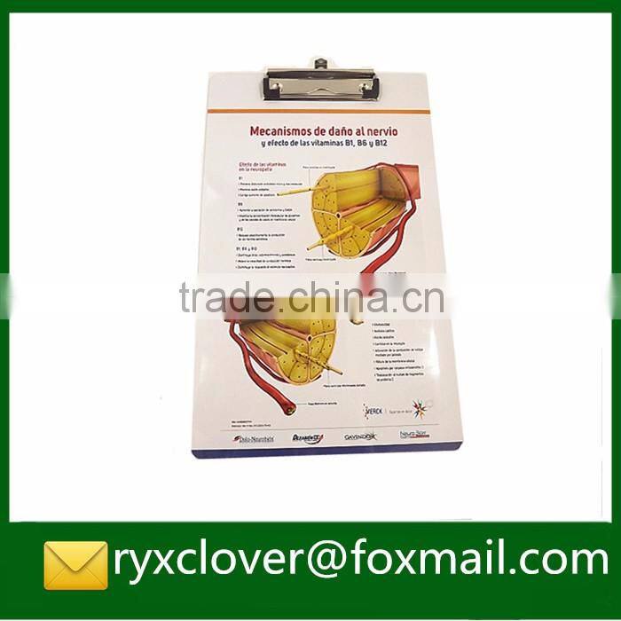 Eco-friendly PP office stationery A4 size plastic hospital writing clipbroad